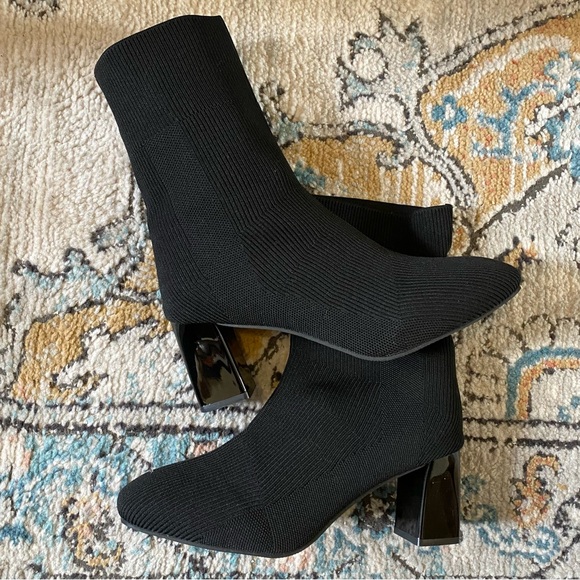 Block Heel Knit Sock Boots NWOT - Picture 4 of 11